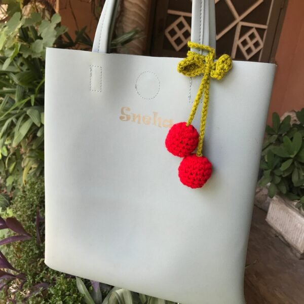 Handmade Crochet Cherry Bag Charm