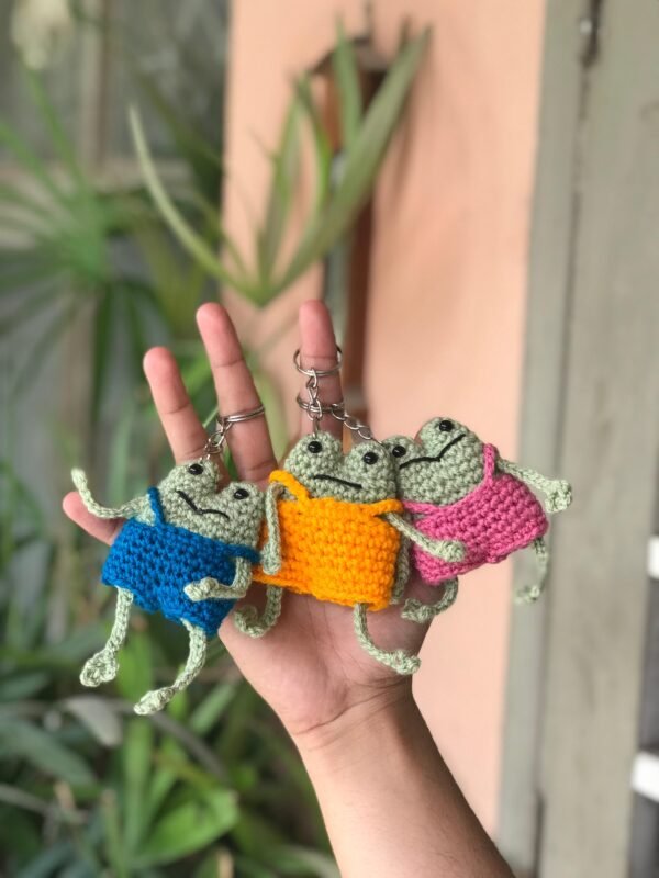 Handmade Crochet Frog Keychain