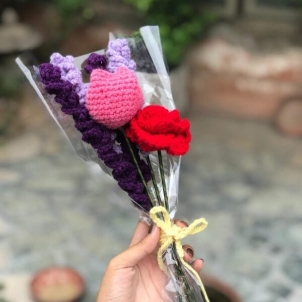 Handcrafted Colorful Trio Bouquet - Image 4