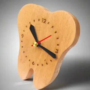Tooth Wooden Dentist Desktop Clock