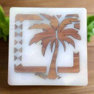 Acrylic Wood Inlay Coaster Set
