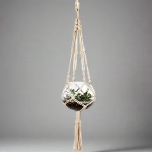 White Cotton Handmade Macramé Planter