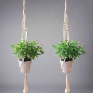 White Cotton Macramé Planter Set