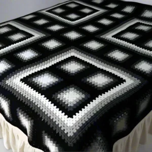 Crochet Bed Sheet Black Shaded