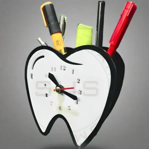 Dental Desktop Clock Pen Holder