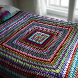 Colorful Handmade Crochet Bed Cover