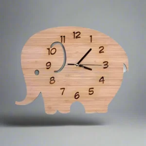 Elephant Kids Wooden Wall Clock