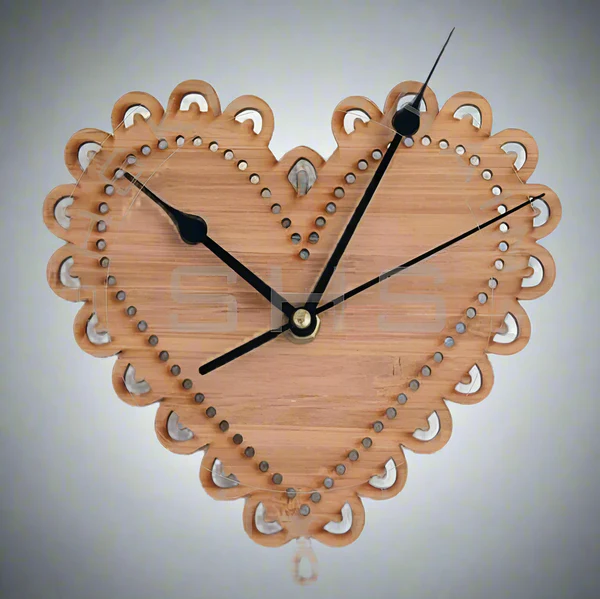 Heart Shaped Wooden Wall Clock