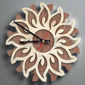 Floral Wooden Double Shaded Clock